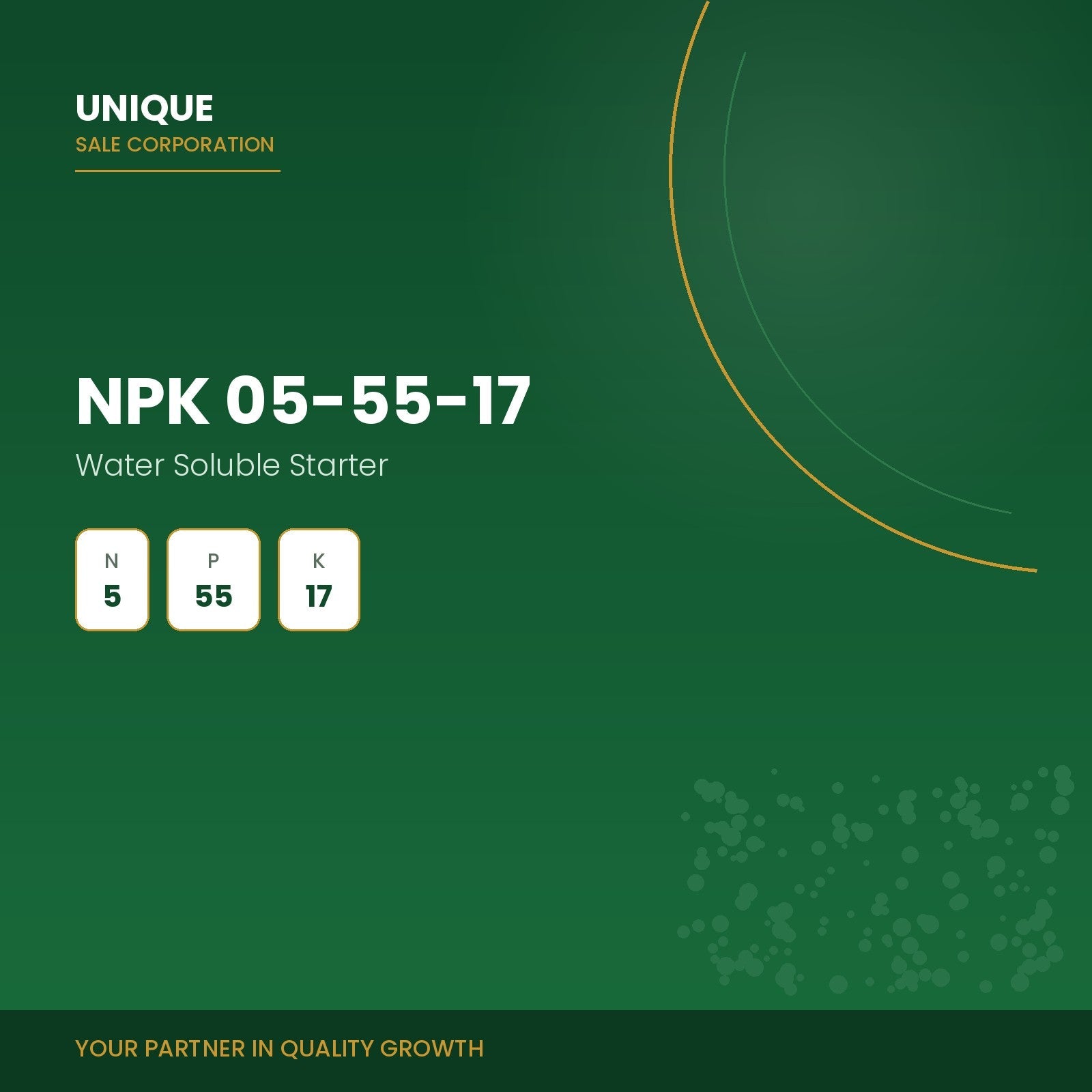 Unique Sale Corporation NPK 05-55-17 high-phosphorus water soluble starter