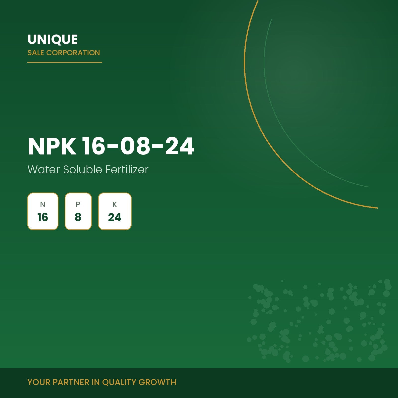 Unique Sale Corporation NPK 16-08-24 water soluble fertilizer