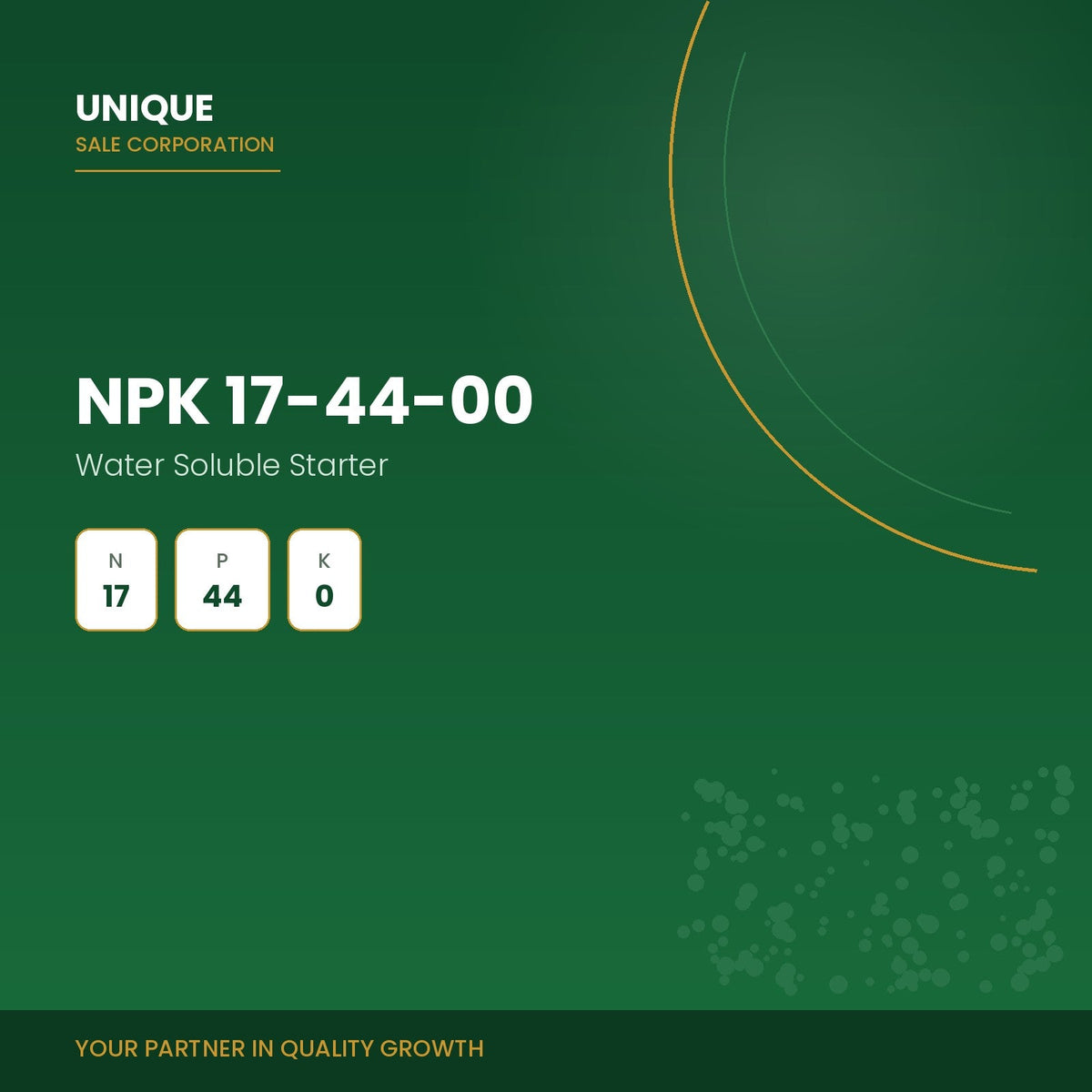 Unique Sale Corporation NPK 17-44-00 water soluble starter fertilizer
